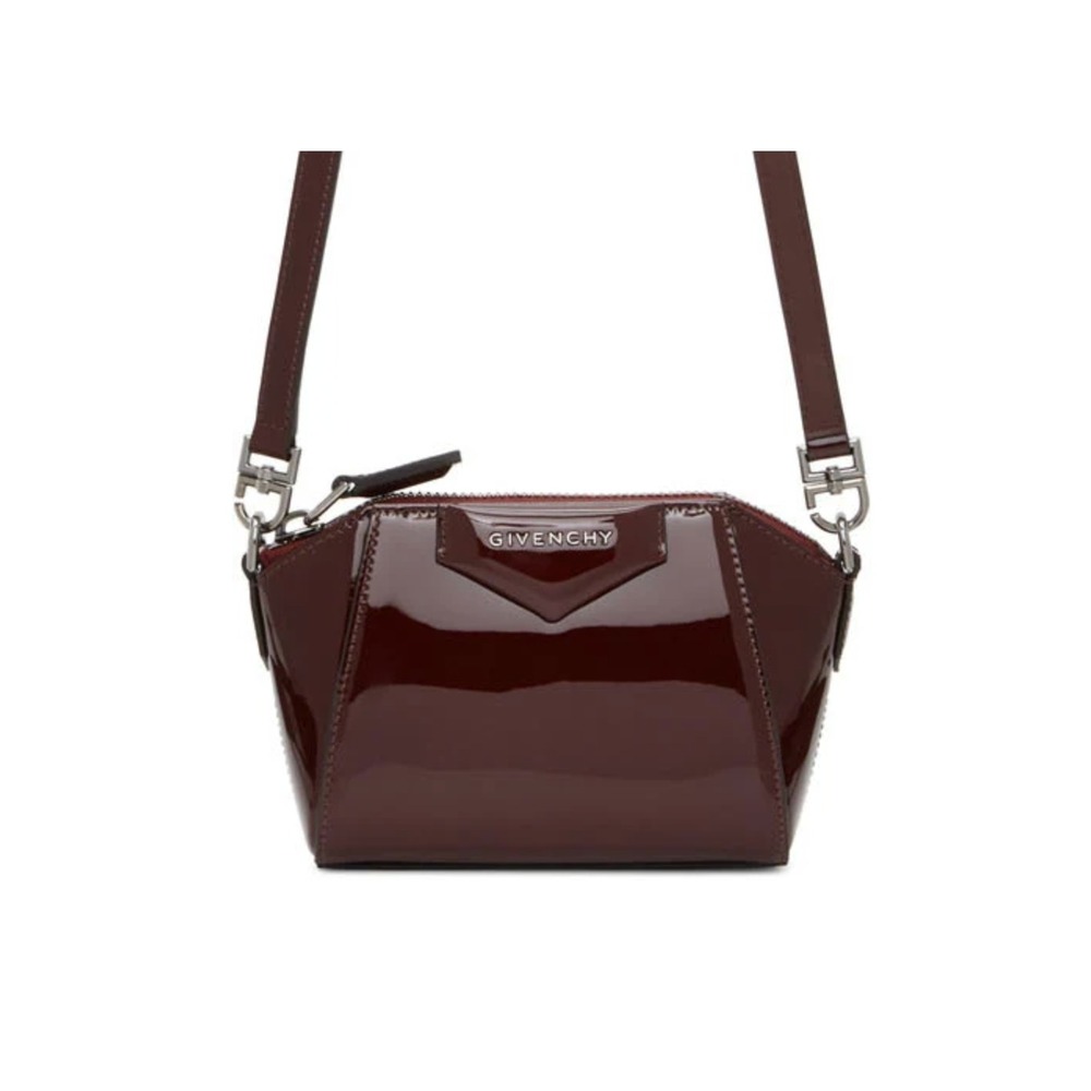 Givenchy Antigona Crossbody Bag Patent Leather Nano Burgundy